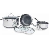 HexClad 6-Piece Hybrid Cookware Set - 2, 3, and 8 Qt Pot Set with 3 Glass Lids, Stay-Cool Handle, Nonstick - PFOA Free, Dishwasher, Oven Safe, Works with Induction, Ceramic, Electr