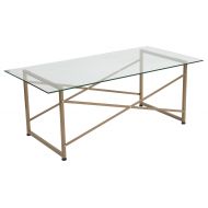 Flash Furniture Mar Vista Collection Glass Coffee Table with Matte Gold Frame