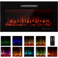 Homedex 36 Recessed Mounted Electric Fireplace Insert with Touch Screen Control Panel, Remote Control, 750/1500W, Log/Crystal Options…