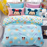 Casa 100% Cotton Kids Bedding Set Girls Tsum Tsum Duvet Cover and Pillow Cases and Fitted Sheet,Girls,4 Pieces,Full