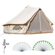 Odoland Happybuy Bell Tent 10-12 Persons Canvas Tent with Wall Stove Jacket Yurt Tents for Camping 4-Season Waterproof for Family Camping Outdoor Hunting(9.84ft /13.1ft / 16.4ft / 19.7ft)