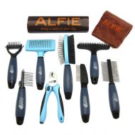 Alfie Pet - Devin 8-Piece Home Grooming Set - Flea Comb, Double Comb, Demat Comb, Mat Breaker, Slicker Brush, Double Brush, Undercoat Rake, Nail Clipper (General Purpose - Ultimate