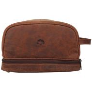 Genuine Leather Travel Cosmetic Bag - Hygiene Organizer Dopp Kit By Rustic Town (Grey)