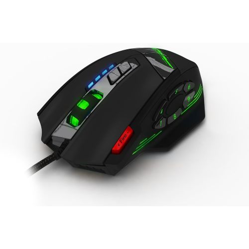  12 Programmable Buttons Zelotes C12 Gaming Mouse, AFUNTA Laser Double-Speed Adjustment 8000DPI Mice Support 4 Level Switch