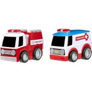 Little Tikes, My First Cars, Crazy Fast Cars 2-Pack Racin’ Responders, Fire Truck, Ambulance, Pullback Toy Car Vehicle Goes up to 50 ft