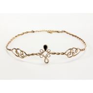 Elope Circlet Crown Headpiece in Gold with Black Jewels