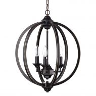 EDVIVI Edvivi 3-Light Antique Bronze Wrought Iron Globe Cage Chandelier Ceiling Fixture | Modern Farmhouse Lighting