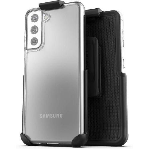  Encased Clear Back Designed for Samsung Galaxy S21 Belt Clip Case, Slim Protective Phone Cover with Holster