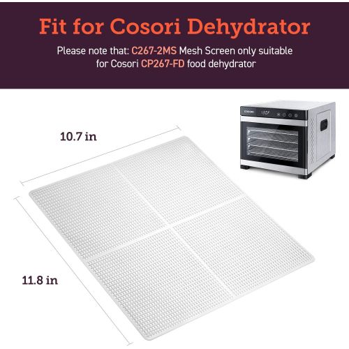  [아마존베스트]COSORI Food Dehydrator Machine Mesh Screens, BPA-Free Plastic Dryer Sheets for Fruit, Meat Beef jerky, Herb, Vegetable, C267-2FR, 2Pack