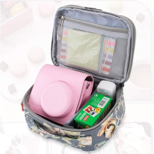  Teamoy Camera Case Compatible with Mini9 Instant Camera, Portable Instant Camera Bag for Mini 9/10/11 Camera and Accessories, Peony(Bag Only)