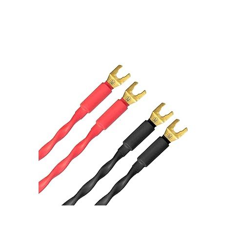  WORLDS BEST CABLES 4 Units - 6 Inch - Canare 4S11 - Audiophile Grade - 11AWG - HiFi Speaker Jumper Cable Terminated with Gold Spade Connectors