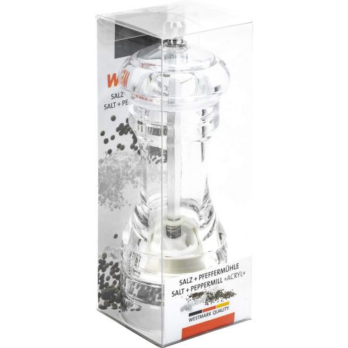  Westmark Salz- und Pfeffermuehle mit Keramikmahlwerk, 5,1 x 13,9 x 5,1 cm, Kunststoff, Acryl, Transparent, 63532260