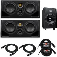 ADAM Audio A77H Three-Way Midfield Studio Monitor (Pair) Bundle with Audio Sub12 Studio Subwoofer, 25Ft Cable Male to XLR Female Microphone Cable and 1/4-Inch TRS to XLR (10-Feet) (7 Items)