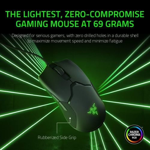 레이저 Razer Viper Ultralight Ambidextrous Wired Gaming Mouse: Fastest Mouse Switch in Gaming - 16,000 DPI Optical Sensor - Chroma RGB Lighting - 8 Programmable Buttons - Drag-Free Cord