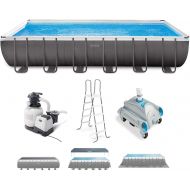 Intex 26363EH Ultra XTR 24ft x 12ft x 52in Frame Above Ground Rectangular Swimming Pool with Pump and Automatic Vacuum Cleaner with a 1.5-Inch Fitting