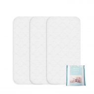TILLYOU Hypoallergenic Quilted Changing Pad Liners Waterproof, Ultra Soft Breathable Changing Table Cover Liners, 11.5 X 23 Washable Reusable Changing Mats Sheet Protector, 3 Pack