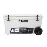 Driftsun Frosted Frog White 70 Quart Ice Chest Heavy Duty High Performance Roto-Molded Commercial Grade Insulated Cooler with Wheels