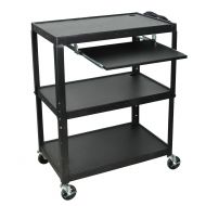 Luxor Office Extra Wide Steel Adjustable Height AV Cart with Pullout Keyboard Shelf