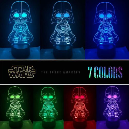  [아마존베스트]Manco 3 Pattern 3D Illusion Star Wars Night Light for Kids, 16 Color Change Decor Lamp - Star Wars Toys and Gifts Baby Yoda/Darth Vader/Stormtrooper