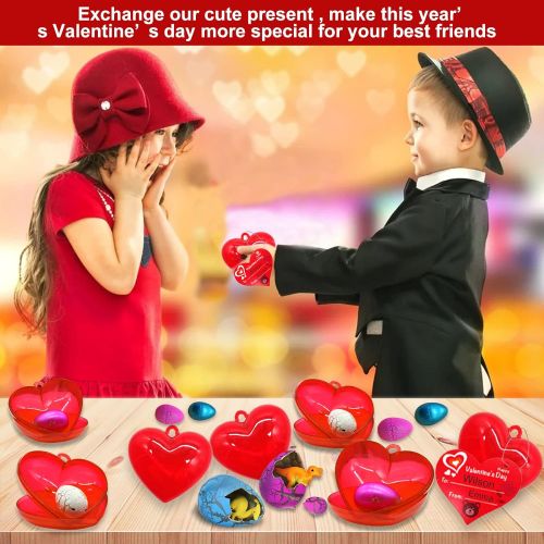 [아마존베스트]AMENON 28 Pack Kids Valentines Dino Eggs Party Favors Dinosaur Hatching Egg Filled Heart Valentine’s Day Cards Classroom School Exchange Party Supplies Valentines Gifts Boys Girls