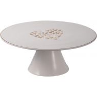 A&B Home Decorative Pedestal Gold Heart Design Cake Plate, Gold & White: Kitchen & Dining