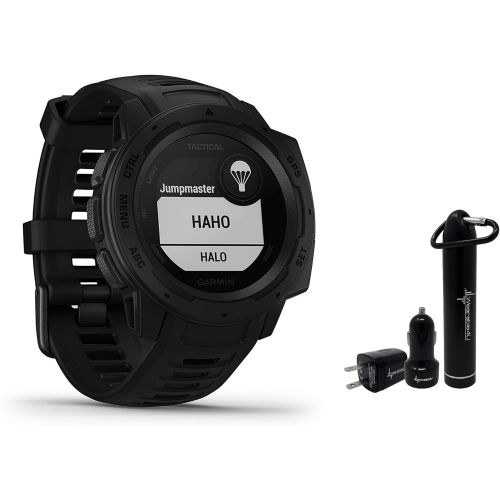  Garmin Instinct Tactical Rugged GPS Watch and Wearable4U Ultimate Power Pack Bundle (Tactical Black)