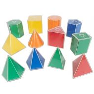 Edxeducation 2D3D Geometric Solids - Set of 24-12 Multicolored Shapes, 12 2D Nets and Activity Guide - Early Math Manipulative and Geometry for Kids