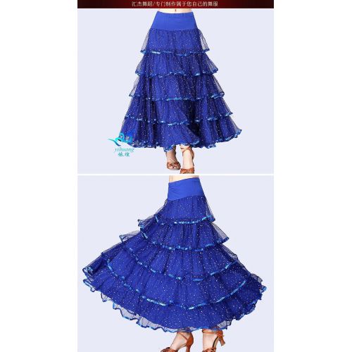  JEZISYMA Womens Layered Glitter Waltz Party Flamenco Swing Ballroom Dance Skirt