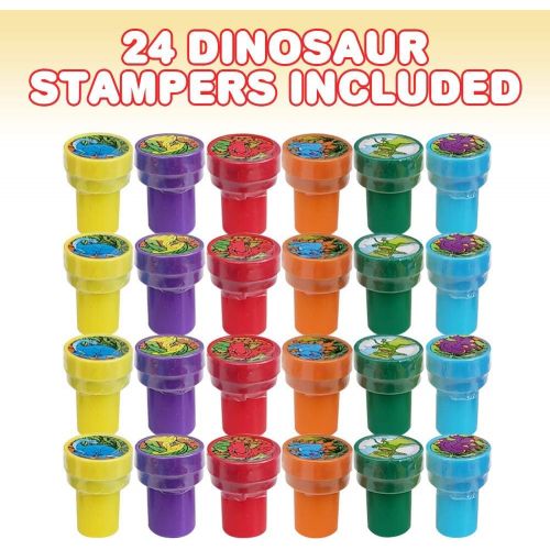  [아마존베스트]ArtCreativity Dinosaur Stampers for Kids, Pack of 24, Pre-Inked Dino Stampers for Children, Dinosaur Birthday Party Supplies and Favors, Piata Fillers, Arts n Crafts, Assignment S