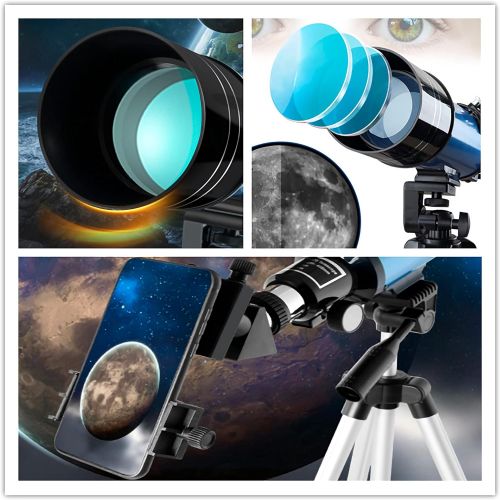  [아마존베스트]Telescope for Astronomy, Starter Scope with Tripod Star Observation for Children, Portable and High Definition 150X Magnification and 70 mm Calibre