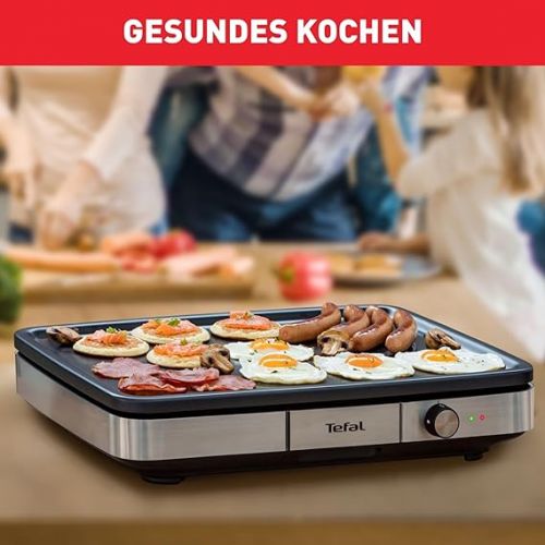  Tefal Maxi Plancha CB690D Electric Table Grill | Extra Large | Non-Stick Teppanyaki Plate | Easy to Clean | Can be Used Indoor and Outdoor Use | Includes Removable Wind Protection + Spatula | 2300 W,