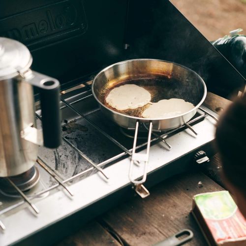 스텐리 Stanley Adventure Stainless Fry Pan Camp Cook Set, 9 Piece Camping Cookware Mess Kit with Stainless Pan, Cooking Utensils, and Dishes, Silver