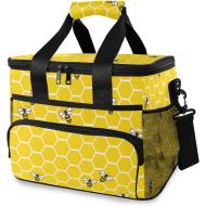 ALAZA Yellow Bees on Honeycomb Large Cooler Lunch Bag, Waterproof Cooler Bag for Camping, Picnic, BBQ, Family Outdoor Activities