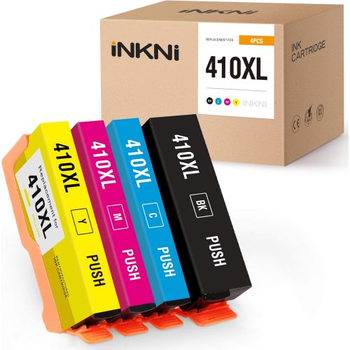  INKNI Remanufactured Ink Cartridge Replacement for Epson 410XL 410 XL T410XL for Expression XP-7100 XP-830 XP-640 XP-630 XP-530 XP-635 Printer (Black, Cyan, Magenta, Yellow, 4-Pack