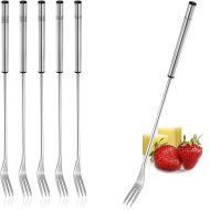 COM-FOUR® 6 x Fondue Forks Made of Stainless Steel - Dishwasher Safe Fondue Cutlery - Fondue Skewers with Stainless Steel Handle (Pack of 06 - Stainless Steel Handle)