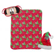 Jay Franco Disney Minnie Mouse 3 Piece Holiday Set - Kids Christmas Bedding, Super Soft Sherpa Throw Blanket & Eye Mask Bonus Santa Hat (Official Disney Product)