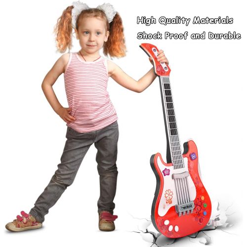  [아마존베스트]M SANMERSEN Kids Guitar No String Electronic Toy Guitar Kids Play Guitar Music Instruments Party Favor Birthday Gift for Kids Children Boys Girls