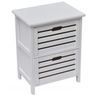 EVIDECO Evideco 9896100 Small Side Nightstand End Coffee Table with Handles-2 Drawers-White, 9.63 L x 14.50 W x 18.75 inchesH