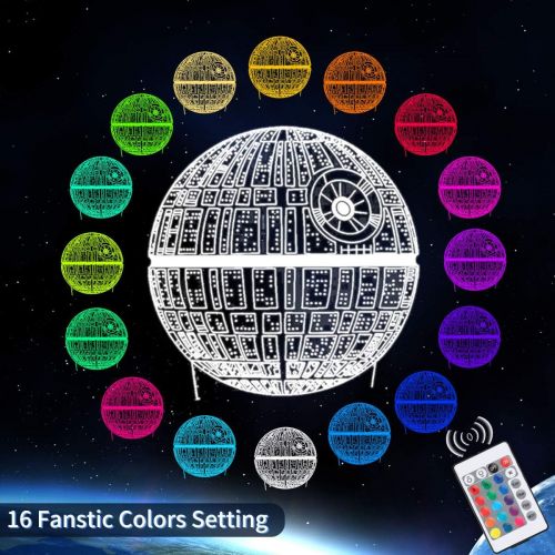  [아마존베스트]Vadeture 3D Star Wars Night Light 3 Pattern 3D Illusion Star Wars Lamp 16 Color Change Decor Table Lamp LED Night Star Wars Toys Gifts for Kids Boys Girls Men Women Star Wars Fans Birthday
