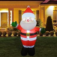 GOOSH 5 FT Christmas Inflatable Outdoor Smiley Santa Claus, Blow Up Yard Decoration Clearance with LED Lights Built-in for Holiday/Party/Xmas/Yard/Garden