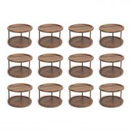 MRT SUPPLY Acacia 2 Tier Wooden Organizer Turntable, Brown (12 Pack) with Ebook