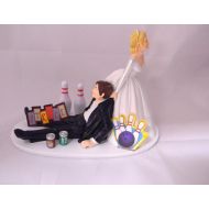 Custom Designed by Suzanne Wedding reception Party Bowling Soda Alley League Strike Bowl Cake Topper