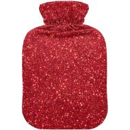 hot Water Bag Velvet Transparent 2L fashy ice Pack for Pain Relief, Menstrual Cramps Red Glitter Texture