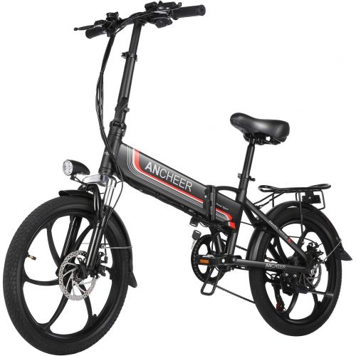  ANCHEER Folding Electric Bike Ebike, 20 Electric Commuter Bicycle with 10AH Removable Lithium-Ion Battery, 48V 350W Motor and Professional Rear 7 Speed Gear