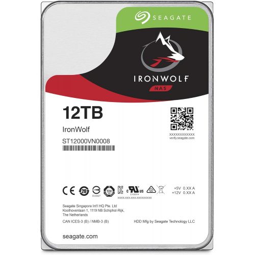  Seagate IronWolf 12TB NAS Internal Hard Drive HDD ? 3.5 Inch SATA 6Gb/s 7200 RPM 256MB Cache for RAID Network Attached Storage ? Frustration Free Packaging (ST12000VN0008)