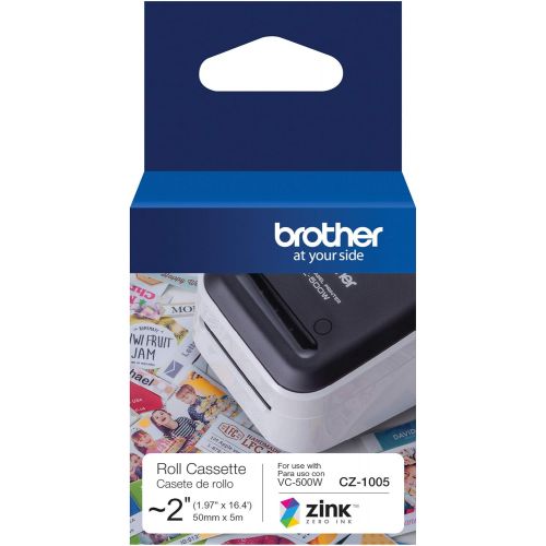 브라더 [아마존베스트]Brother VC-500W Versatile Compact Color Label and Photo Printer & Genuine CZ-1005 Continuous Length ~ 2 (1.97”) 50 mm Wide x 16.4 ft. (5 m) Long Label roll Featuring Zink Zero Ink