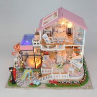 LISYANG Luxury Villa Dollhouse Kit Decorations with Lights and Furnitures DIY House Craft Kits Best Birthdays Gifts for Boys and Girls