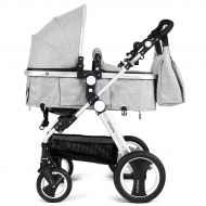 BABY JOY Baby Stroller, Aluminum 2-in-1 Foldable Toddler Stroller, Convertible Bassinet Reclining...