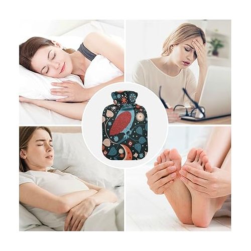  Water Bags Foot Warmer with Soft Cover 1 Liter fashy ice Packs for Hot and Cold Therapies Owl Bird