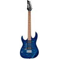 Ibanez GRX 6 String Solid-Body Electric Guitar, Left, Transparent Blue Burst, Full (GRX70QALTBB)